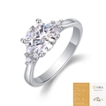 Classic silver S925 moissanite ring with six-prong setting and GRA certificate - US Size 7 / R13662 Moissanite 2 Carat+8 Stones (with GRA)