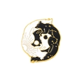 Yin Yang wolf enamel pin with golden celestial constellations and sun ray details - Tai Chi Wolf Moon (XZ5992)