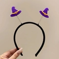 Halloween headband featuring purple wizard hat on springs with black frame - Hat Style