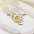 Golden round sun pendant with white shell inlay and bead edge for DIY jewelry making - Sun Style