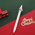 Christmas snowman ballpoint pen with white barrel and festive red and green holiday decor - Snowman