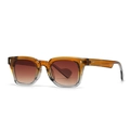 Retro amber cat-eye sunglasses featuring tortoiseshell frames and golden metal accents - Translucent Orange Frame Tea Gradient Lens