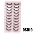10 pairs of DSD19 wispy black false eyelashes in a pink tray for natural volume - DSD19 (Pink)