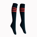 Professional knee-high soccer socks in black with three red stripes for sports - Black Red Edge