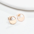 Minimalist geometric semi-circle stud earrings in polished 18k rose gold plated steel - Rose Gold (GED457R)
