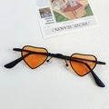 Kids heart-shaped sunglasses with black thin metal frames and orange lenses - Orange