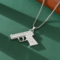Rhinestone Pistol Pendant
