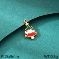 Christmas tree charm for DIY jewelry in green enamel stainless steel 15x9mm - Three-color Striped Christmas Tree (KLJ10424-ZLA)