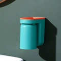 Soporte de cepillo de dientes de pared con vaso verde azulado y borde naranja - Verde