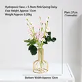 Pink faux daisy bouquet in a modern gold metal frame glass vase for table decor - Pink Daisy Set