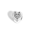 Macro shot of silver alloy heart bead with intricate filigree pattern for DIY jewelry - Heart