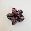 Dark purple tortoiseshell plumeria flower hair claw clip with glossy resin finish - Frangipani Hair Clip / Approx. 8x7x4cm / Wine Red / Leopard Print