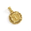 Vintage gold round pendant with embossed letter T and intricate hollow-carved details - Letter T Style (T-Single Pendant)