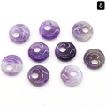 Set of 9 purple amethyst donut pendant beads for DIY jewelry making on white background - 18mm Side Hole Amethyst