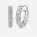 Sparkling S925 sterling silver hoop earrings with round cut moissanite stones - E13701 Moissanite 0.9mm*472pcs