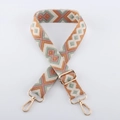 Detail of geometric jacquard woven bag strap with golden metal lobster clasps - Ethnic Jacquard 13 - Light Gold Buckle