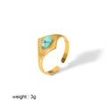 Retro gold stainless steel ring with turquoise oval gemstone on white background - Oval Turquoise Style (TR4023-SS)