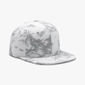 Flat brim baseball cap featuring grey and white marble pattern tie-dye texture - Adjustable / Light Gray
