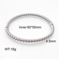 Silver twisted bangle bracelet in stainless steel with textured finish and buckle clasp - Lattice Texture (KB185497-SP)