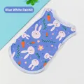 Sky blue dog vest with cute white rabbit and carrot prints for summer wear - S / Blue Rabbit Carrot