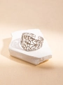 Adjustable silver titanium steel open ring with intricate hollow filigree pattern - Silver Hollow Filigree Ring / Steel
