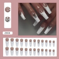 Unghie finte lunghe francesi crema con croci cromate argentate e perline metalliche - Z804 Bianco Latte Francese (Stile Colla)