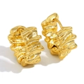 Orecchini a cerchio spessi placcati oro 18K con design vintage a pieghe irregolari - Oro