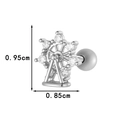 Silver Ferris wheel stud earring with clear crystals and ball screw back, 0.95cm height - Silver Ferris Wheel (0191-1#Silver)