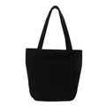 Borsa tote minimalista in velluto a coste nero con trama a coste e spalline larghe - Nero