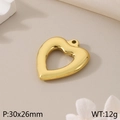 Polished hollow heart pendant in bright gold stainless steel finish, 30x26mm DIY accessory - Thick Metal Heart Style (KLJ2676-Z)