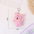 Pink plush screaming dog keychain 11cm cute soft cartoon bag charm with blue embroidery - Pink Screaming Dog (Round Buckle)