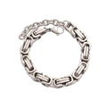 Close-up of thick silver punk chain bracelet with lobster clasp and shiny metallic finish - 6mm Steel Color Byzantine Bracelet (CK1170)