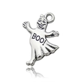 Silver ghost pendant with BOO! engraving for Halloween jewelry making and DIY crafts - 10884-BOO Ghost