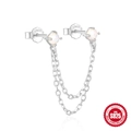 Elegante S925 Sterling Silber Kette Quaste Ohrringe mit runden weißen Opal Edelsteinen - #1 Opal Integrierter Stil / Weißgold