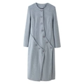 Cappotto donna grigio in misto lana media lunghezza con chiusura a bottoni asimmetrica - S / Grigio chiaro