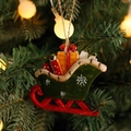 Retro resin Christmas sleigh ornament with colorful gift boxes hanging on a tree - Style H: Gift Sled