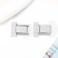 Pair of silver stainless steel modular rectangular clasps for DIY jewelry making - A2109 Watch Strap Connector Silver 12mm (multiple Sizes Available)