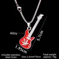 Collar con colgante de guitarra roja con diseño de hoja y cadena de acero de 70cm - Con Cadena De Acero De 70cm / Estilo Guitarra Roja (Art. 48)
