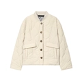 Chaqueta acolchada beige con botones a presión, bolsillos y detalle de cuello de leopardo - XS / Albaricoque