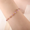 Fashionable gold chain bracelet with purple evil eye enamel beads for women - Purple Bracelet