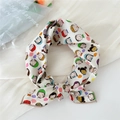Beige cotton linen square scarf with cartoon character print and colorful dots - Kids Beige