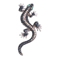 Elegant lizard brooch featuring vibrant blue crystals and green gemstone eyes on silver base - Black Style (YNCP0892黑色蜥蜴)