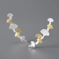 Elegant s925 silver ginkgo leaf earrings with gold and silver matte texture finish - Two-tone Leaf