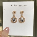 Classic rose gold halo stud earrings with heart detail on a white jewelry card - Rose Gold Heart-shaped Earrings Led-120