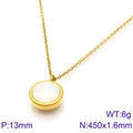 18k gold plated titanium necklace with round devil's eye opal pendant and o-chain - White Moonstone Style (KN88729-K)