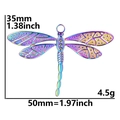 Macro-opname van de regenboog RVS libelle hanger met kristallen en afmetingen - Regenboog