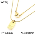 Vierkante hanger ketting met gegraveerde letter M in 18K verguld roestvrij staal - Gouden Letter M (KN293439-Z)
