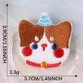 Cute cartoon animal embroidery patch with blue party hat and self-adhesive backing - Dog with Hat