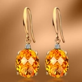 S925 Sterling Silver drop earrings with orange moissanite and gold finish - Yellow Diamond Earrings Tz-20