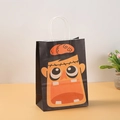Bolsa de regalo de papel para Halloween con cara de monstruo naranja y asas de cuerda - Estilo 15-AB (Ojos de Monstruo) / 21x15x8cm